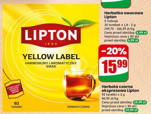 Herbata czarna ekspresowa Lipton