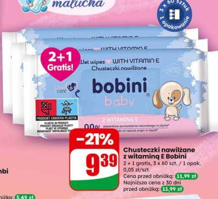 Chusteczki nawilżane z witaminą E Bobini