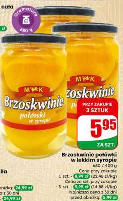 Brzoskwinie połówki w lekkim syropie