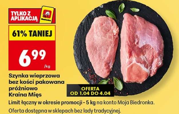 Szynka wieprzowa bez kości pakowana próżniowo Kraina Mies