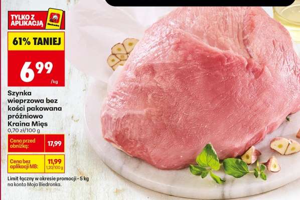 Szynka wieprzowa bez kości pakowana próżniowo Kraina Mies