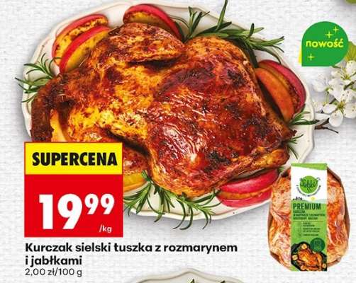 Kurczak sielski tuszka z rozmarynem i jabłkami