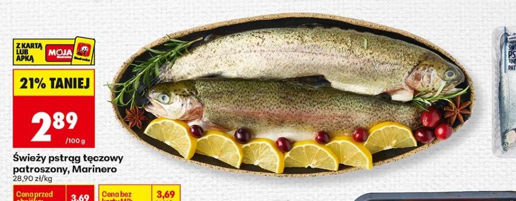 Świeży pstrąg tęczowy patroszony Marinero