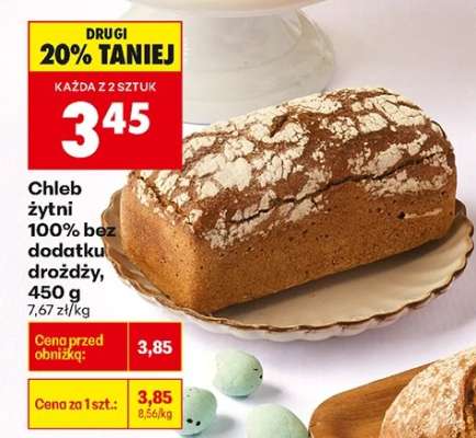 Chleb żytni 100 % bez dodatku drożdży 450 g
