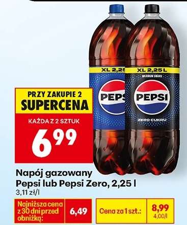 Napój gazowany Pepsi lub Pepsi Zero, 2,25 l