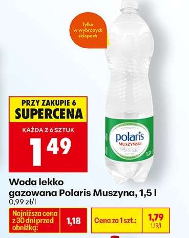 Woda lekko gazowana Polaris Muszyna, 1,5 l