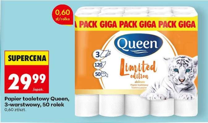 Papier toaletowy Queen, 3-warstwowy, 50 rolek