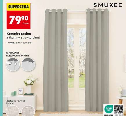 Komplet zasłon z tkaniny strukturalnej