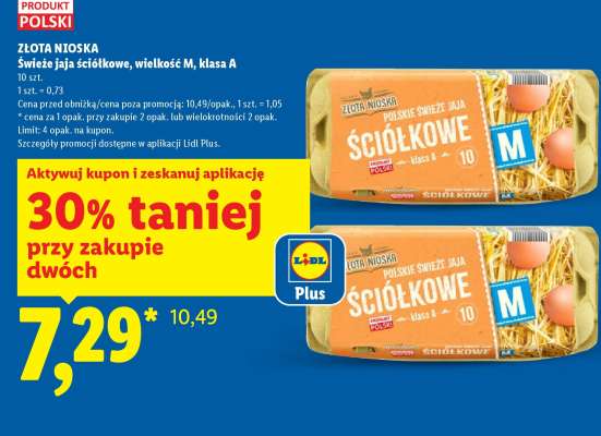 Złota Nioska Świeże jaja ściółkowe, wielkość M, klasa A