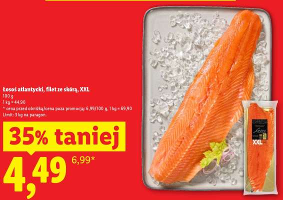 Łosoś atlantycki, filet ze skórą, XXL