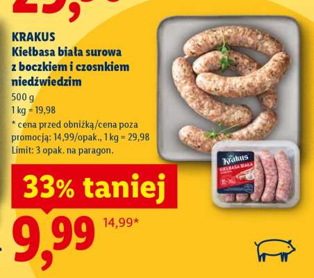 Krakus Kiełbasa biała surowa z boczkiem i czosnkiem niedźwiedzim