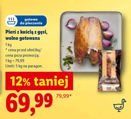 Pierś z kością z gęsi, wolno gotowana