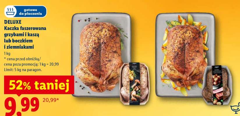 DELUXE Kaczka faszerowana grzybami i kaszą lub boczkiem i ziemniakami