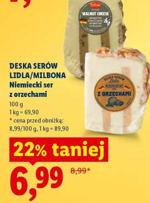 DESKA SERÓW LIDLA/MILBONA Niemiecki ser z orzechami