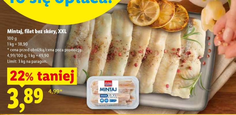 Mintaj, filet bez skóry, XXL