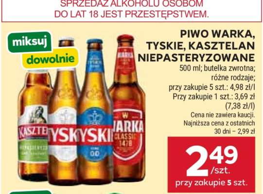Piwo Warka, Tyskie, Kasztelan Niepasteryzowane