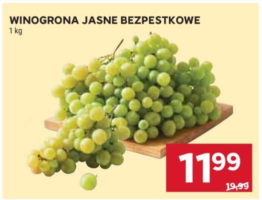 Winogrona jasne bezpestkowe