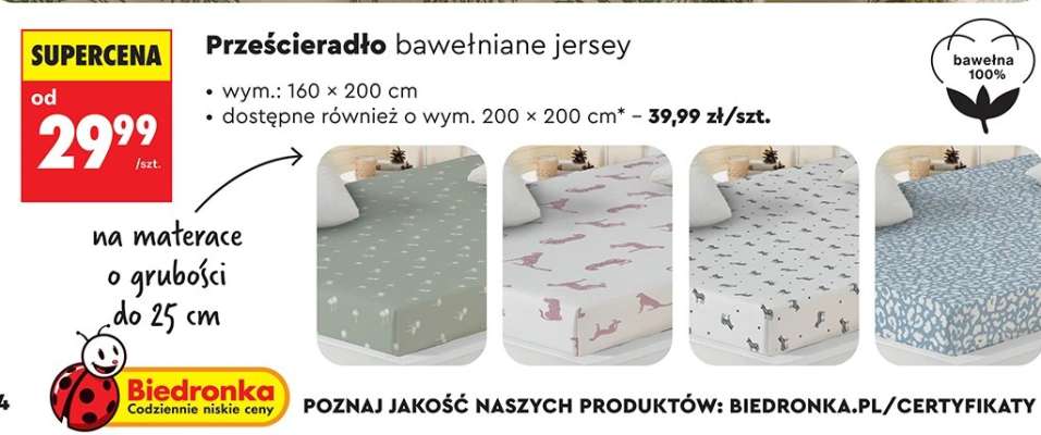 Prześcieradło bawełniane jersey