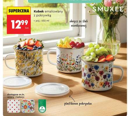 Kubek emaliowany z pokrywką