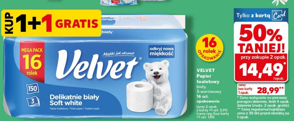 VELVET Papier toaletowy biały