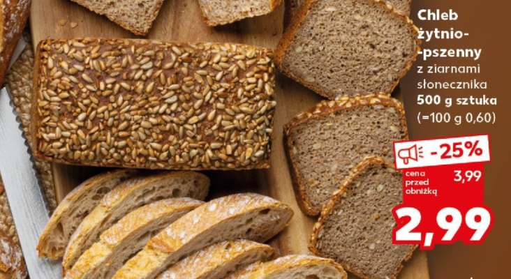 Chleb żytnio-pszenny z ziarnami słonecznika 500 g sztuka