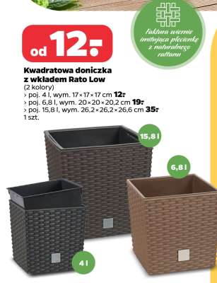Kwadratowa doniczka z wkładem Rato Low