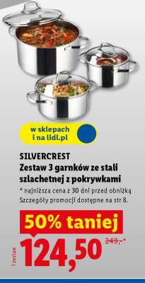 SILVERCREST Zestaw 3 garnków ze stali szlachetnej z pokrywkami
