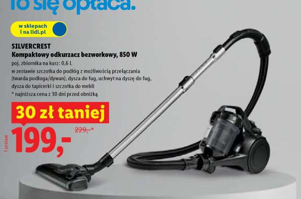 SILVERCREST Kompaktowy odkurzacz bezworkowy, 850 W