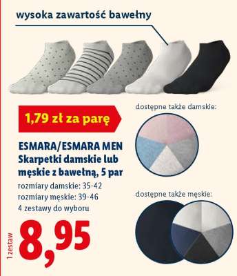 ESMARA/ESMARA MEN Skarpetki damskie lub męskie z bawełną, 5 par