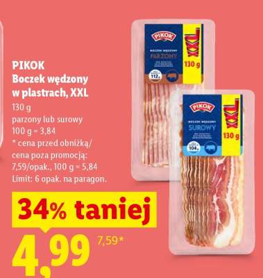 Pikok Boczek wędzony w plastrach, XXL