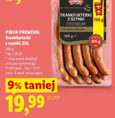 PIKOK PREMIUM Frankfurterki z szynki, XXL
