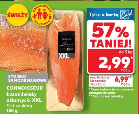 CONNOISSEUR Łosoś świeży atlantycki XXL filet ze skórą