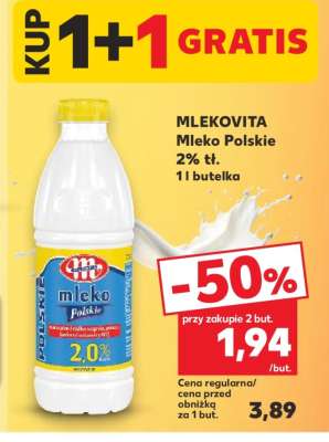 MLEKOVITA Mleko Polskie 2% tł. 1l butelka