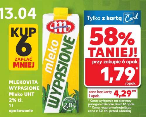 MLEKOVITA WYPASIONE Mleko UHT 2% tł. 1l opakowanie