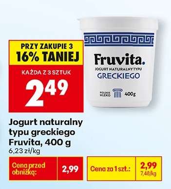 Jogurt naturalny typu greckiego Fruvita, 400 g