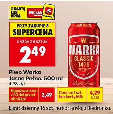 Piwo Warka Jasne Pełne , 500 ml