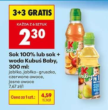 Sok 100% lub sok + woda Kubus Baby, 300 ml