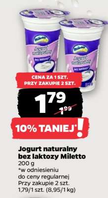 Jogurt naturalny bez laktozy Miletto