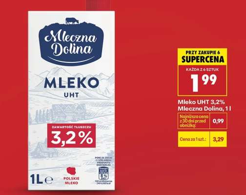 Mleko UHT 3,2% Mleczna Dolina, 1 l