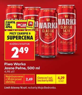 Piwo Warka Jasne Pełne , 500 ml