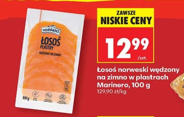 Łosoś norweski wędzony na zimno w plastrach Marinero , 100 g