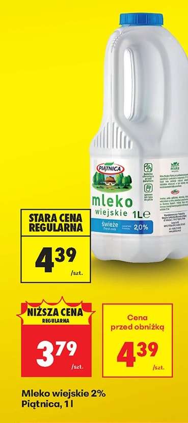 Mleko wiejskie 2% Piątnica, 1l