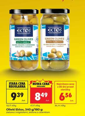 Oliwki Ektos, 340 g/180 g: zielone z migdałami, zielone z czosnkiem
