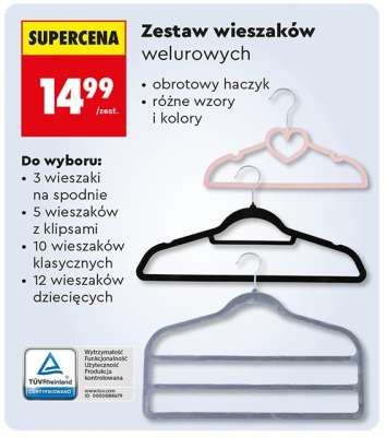 Zestaw wieszaków welurowych