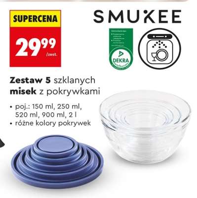 Zestaw 5 szklanych misek z pokrywkami