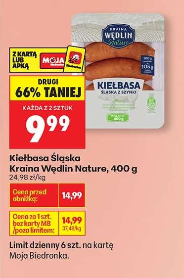 Kiełbasa Śląska Kraina Wędlin Nature, 400 g