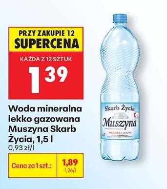 Woda mineralna lekko gazowana Muszyna Skarb Życia, 1,5 l
