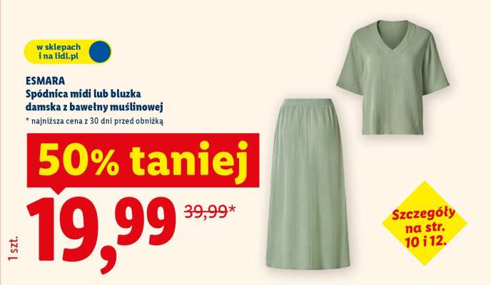 ESMARA Spódnica midi lub bluzka damska z bawełny muślinowej