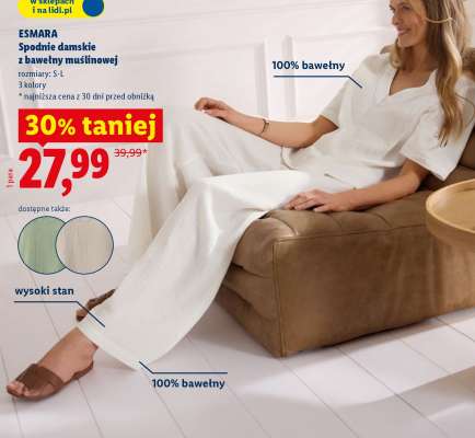 ESMARA Spodnie damskie z bawełny muślinowej