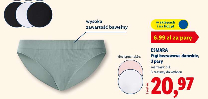 ESMARA Figi bezszwowe damskie, 3 pary